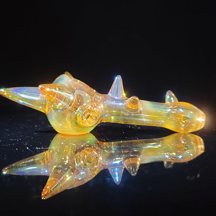 Metallic Gold Spike Fume Spoon Glass Pipe Kevin McMurray   