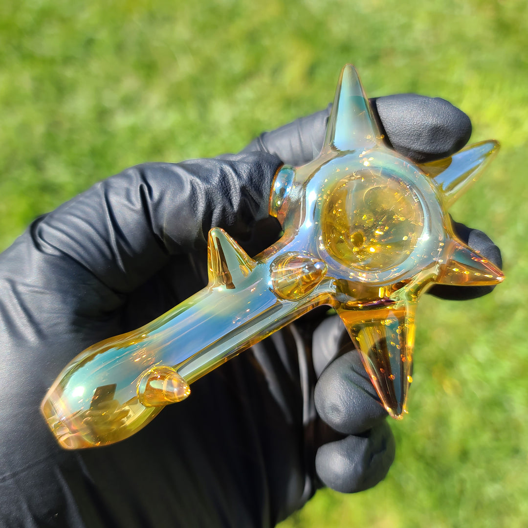 Metallic Gold Spike Fume Spoon Glass Pipe Kevin McMurray   