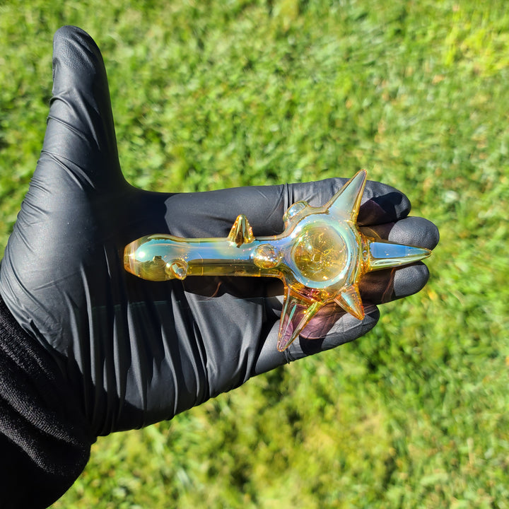 Metallic Gold Spike Fume Spoon Glass Pipe Kevin McMurray   