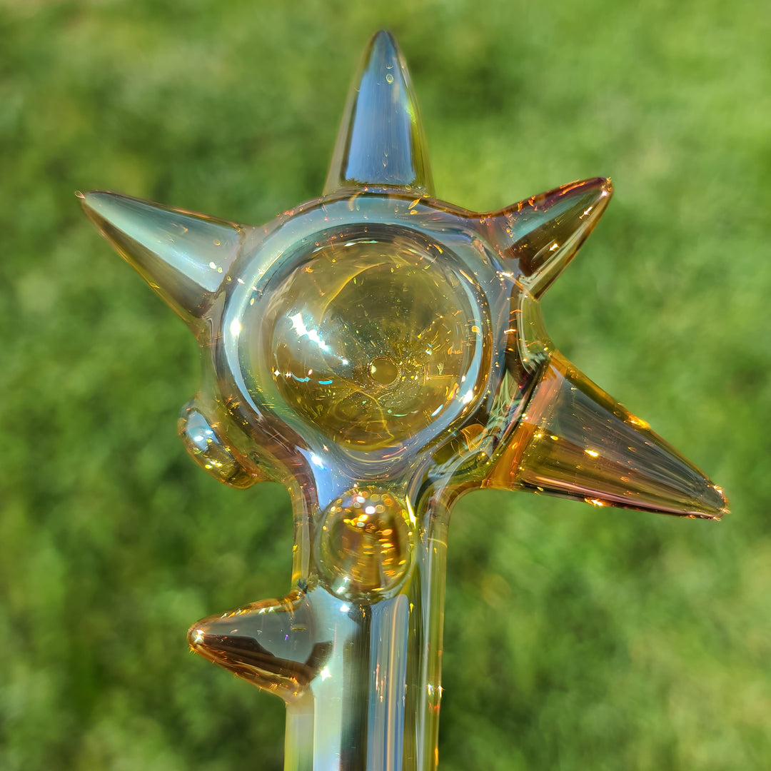 Metallic Gold Spike Fume Spoon Glass Pipe Kevin McMurray   