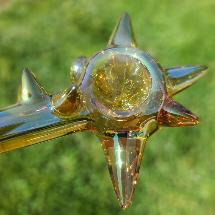 Metallic Gold Spike Fume Spoon Glass Pipe Kevin McMurray   