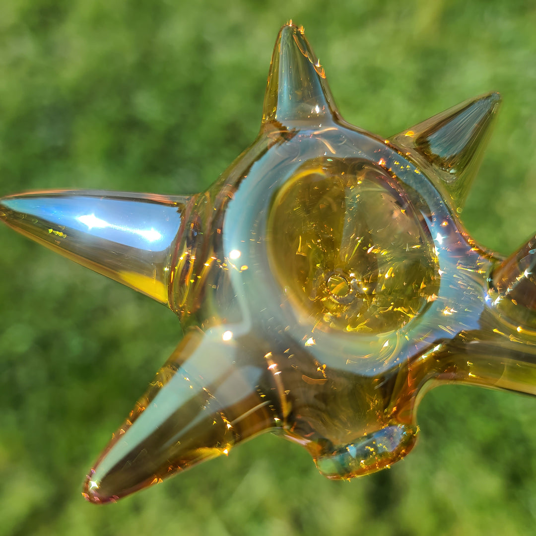 Metallic Gold Spike Fume Spoon Glass Pipe Kevin McMurray   