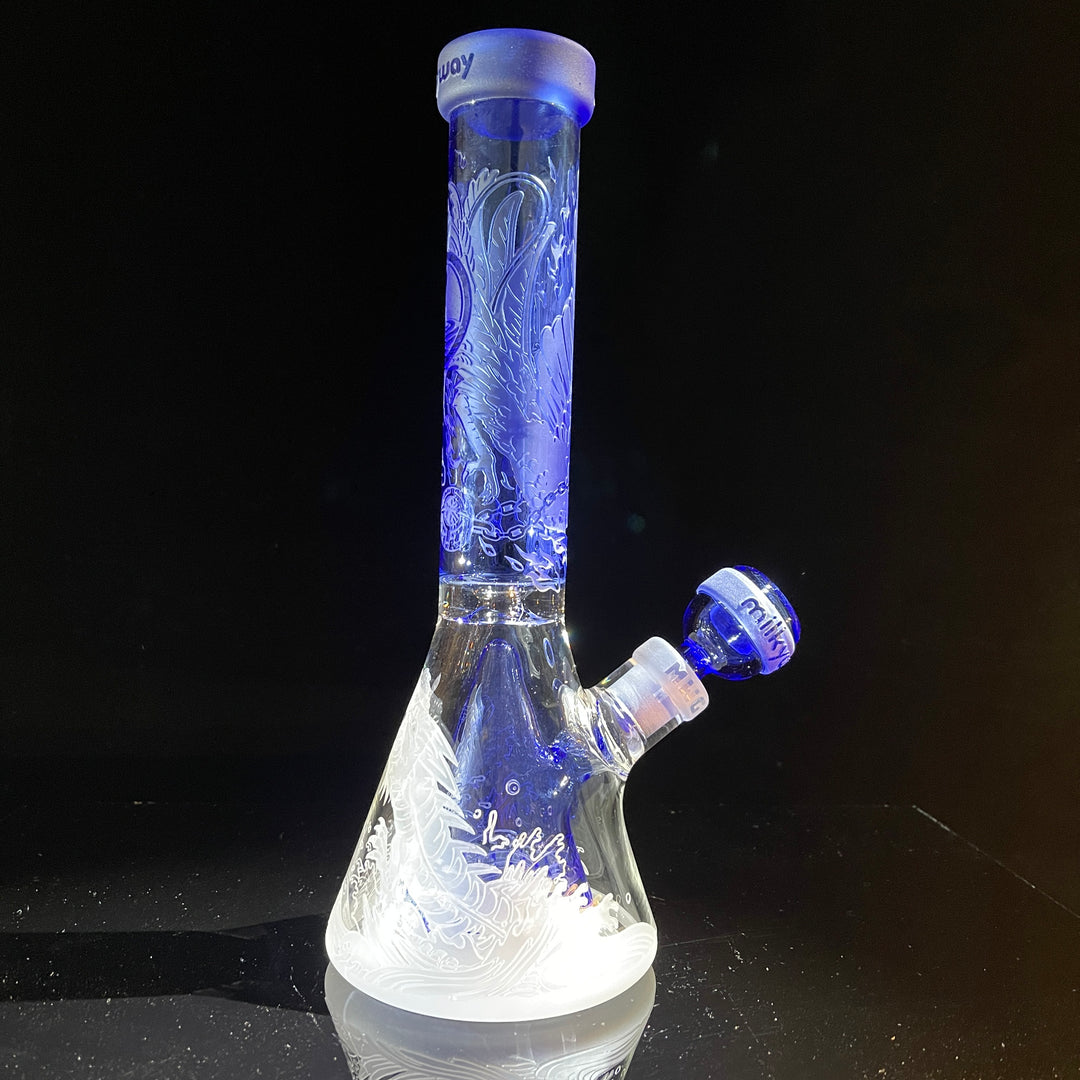 Blood Feud 11" Glass Beaker Bong With Collins Perc Glass Pipe Milkyway Light Blue  