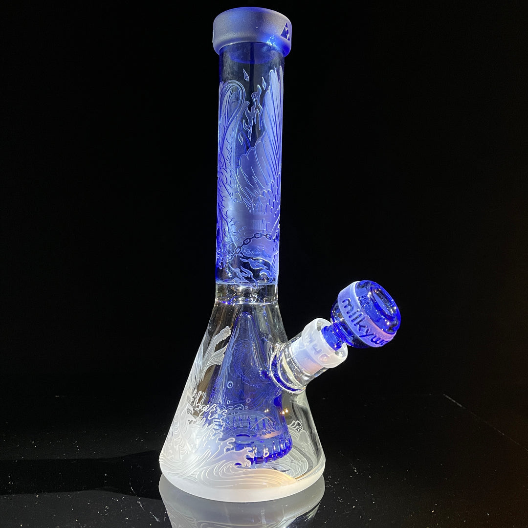 Blood Feud 11" Glass Beaker Bong With Collins Perc Glass Pipe Milkyway   