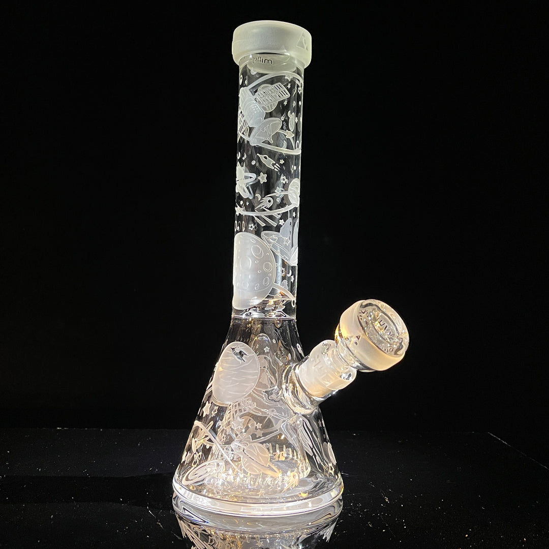 Space Odyssey in 3D 11" Beaker Bong with Collins Perc Glass Pipe Milkyway   