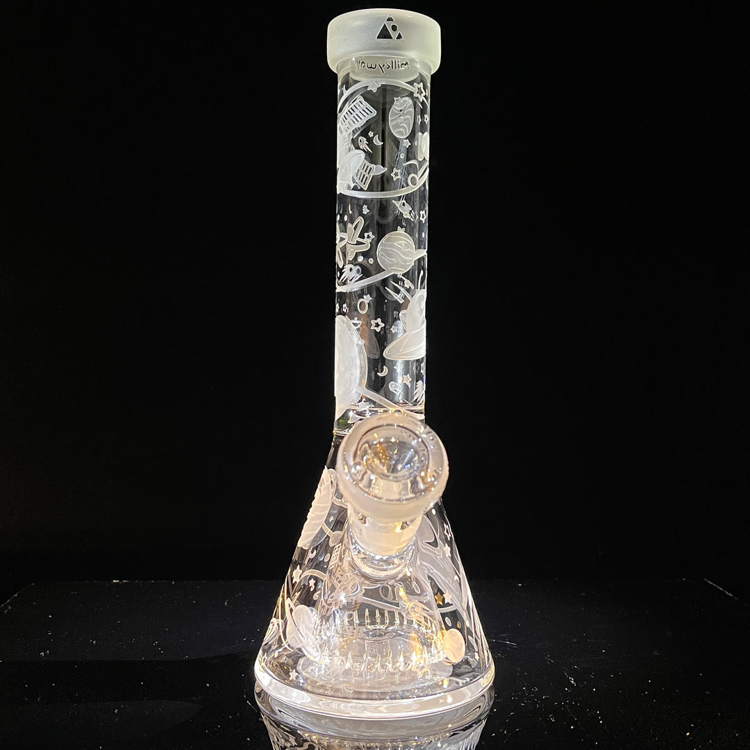 Space Odyssey in 3D 11" Beaker Bong with Collins Perc Glass Pipe Milkyway   