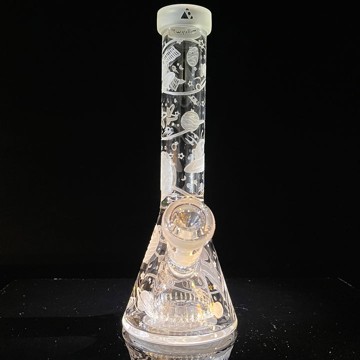 Space Odyssey in 3D 11" Beaker Bong with Collins Perc Glass Pipe Milkyway   