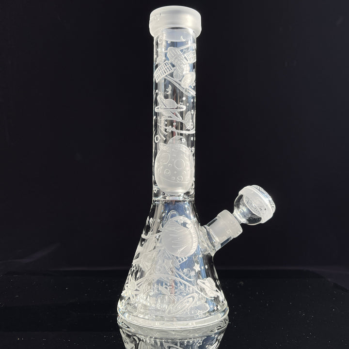 Space Odyssey in 3D 11" Beaker Bong with Collins Perc Glass Pipe Milkyway   