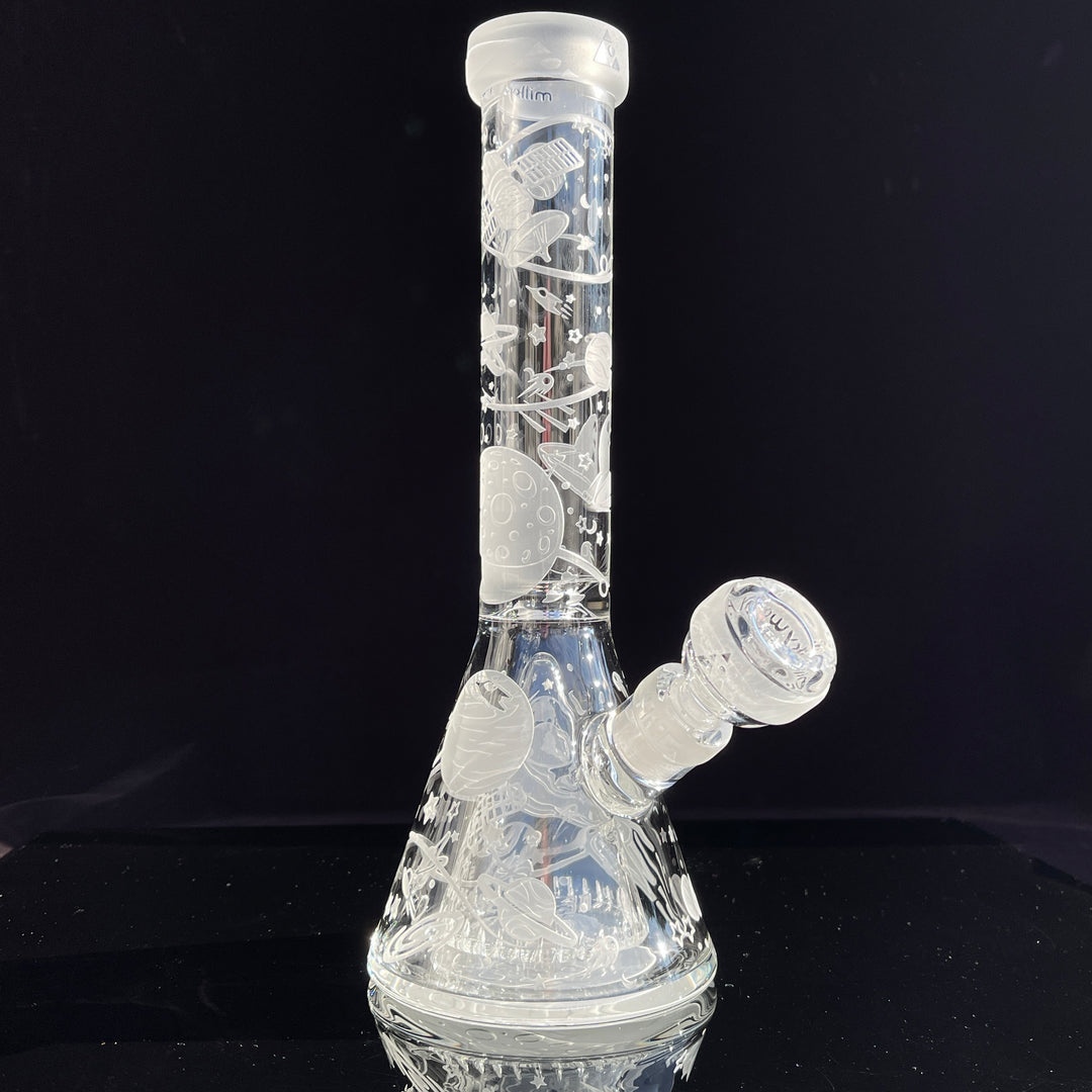 Space Odyssey in 3D 11" Beaker Bong with Collins Perc Glass Pipe Milkyway   