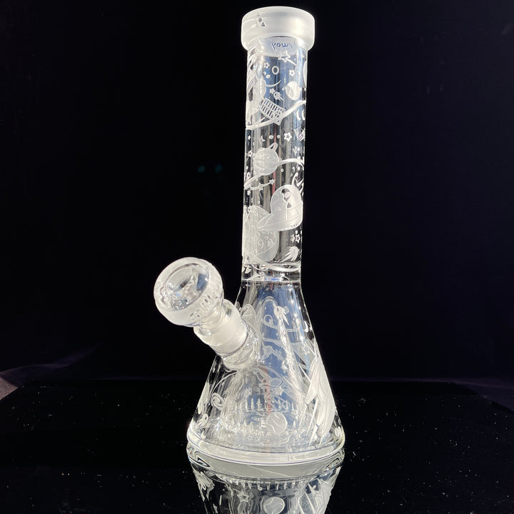 Space Odyssey in 3D 11" Beaker Bong with Collins Perc Glass Pipe Milkyway   