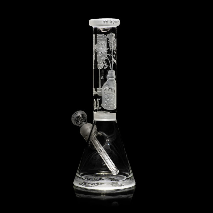 Potion Rose 14" Clear Glass Beaker Bong Glass Pipe Milkyway   