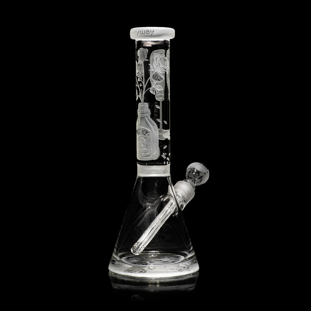 Potion Rose 14" Clear Glass Beaker Bong Glass Pipe Milkyway   