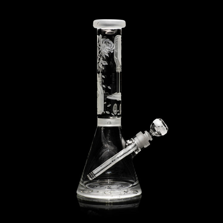 Potion Rose 14" Clear Glass Beaker Bong Glass Pipe Milkyway   