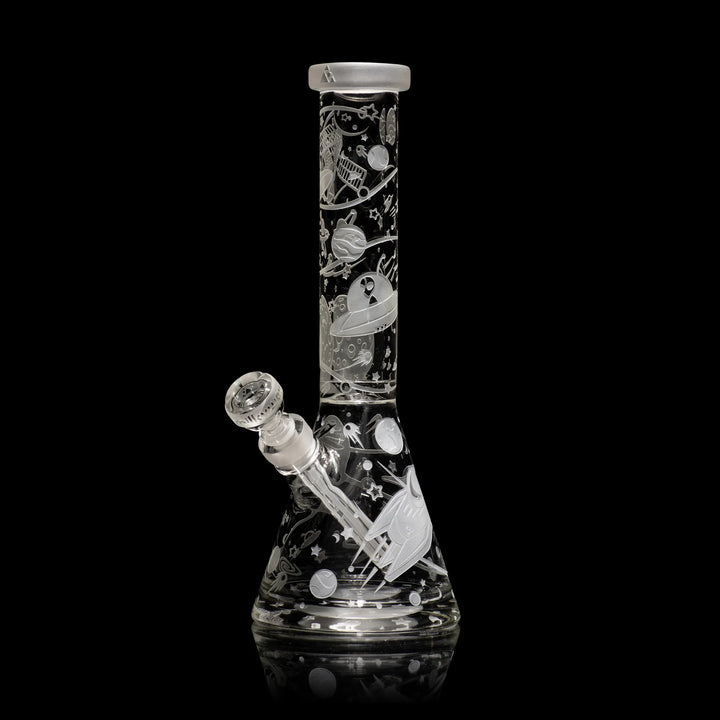 Space Odyssey: 3022 AD 14" Beaker Bong Glass Pipe Milkyway Clear  