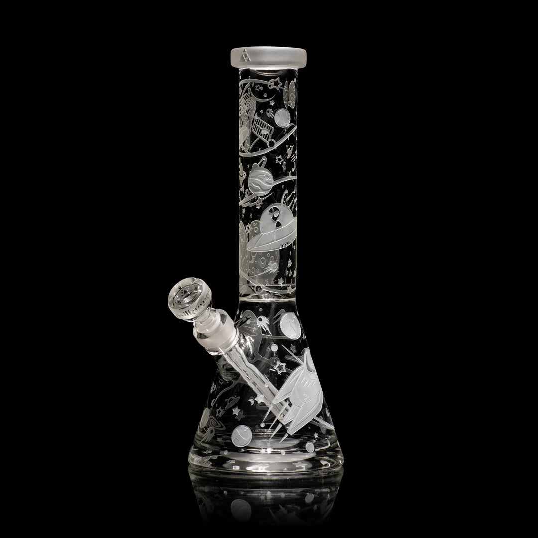 Space Odyssey: 3022 AD 14" Beaker Bong Glass Pipe Milkyway   