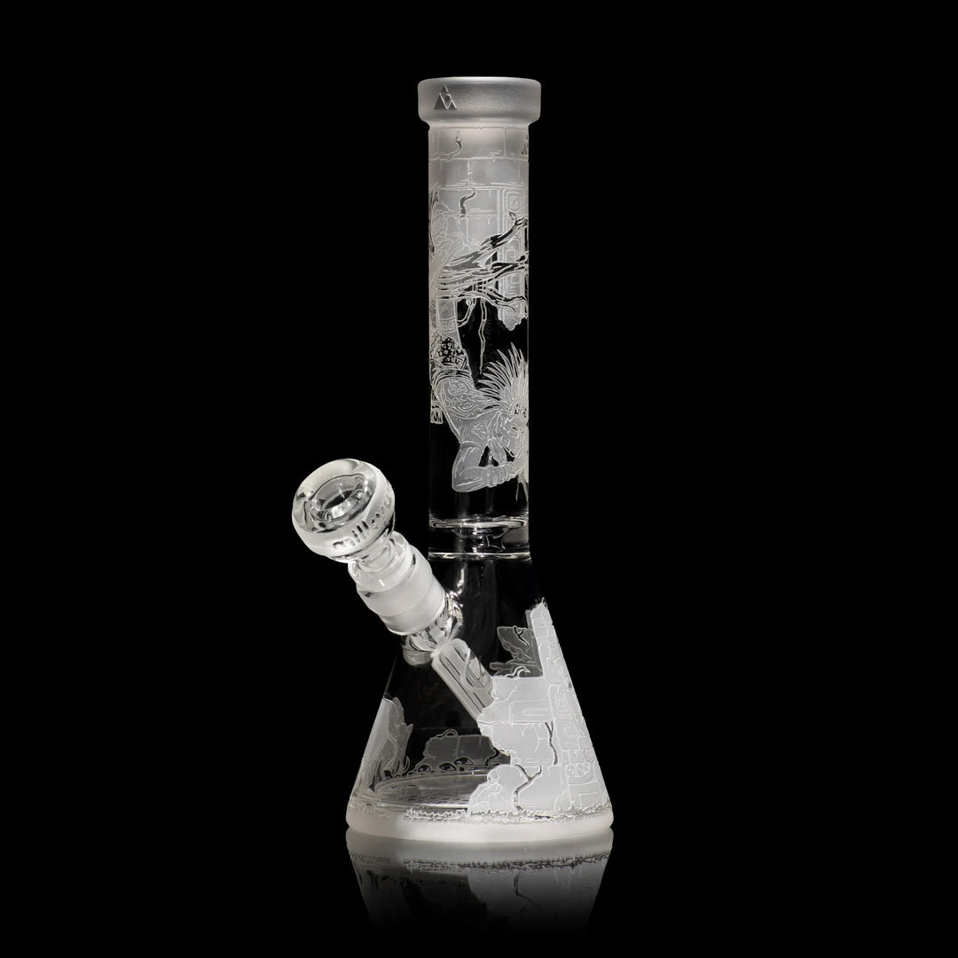 Ancient Ruins 11" Clear Glass Beaker Bong Glass Pipe Milkyway   