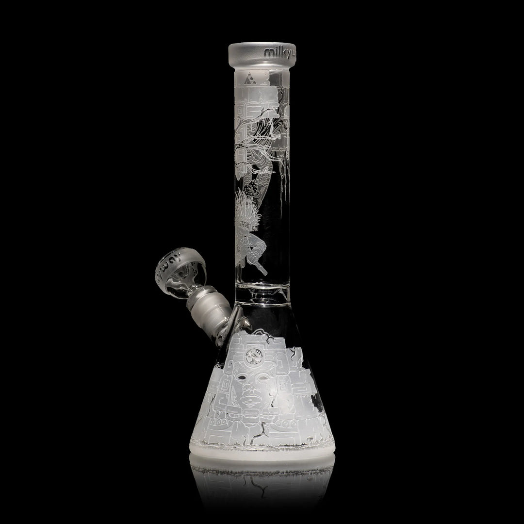 Ancient Ruins 11" Clear Glass Beaker Bong Glass Pipe Milkyway   