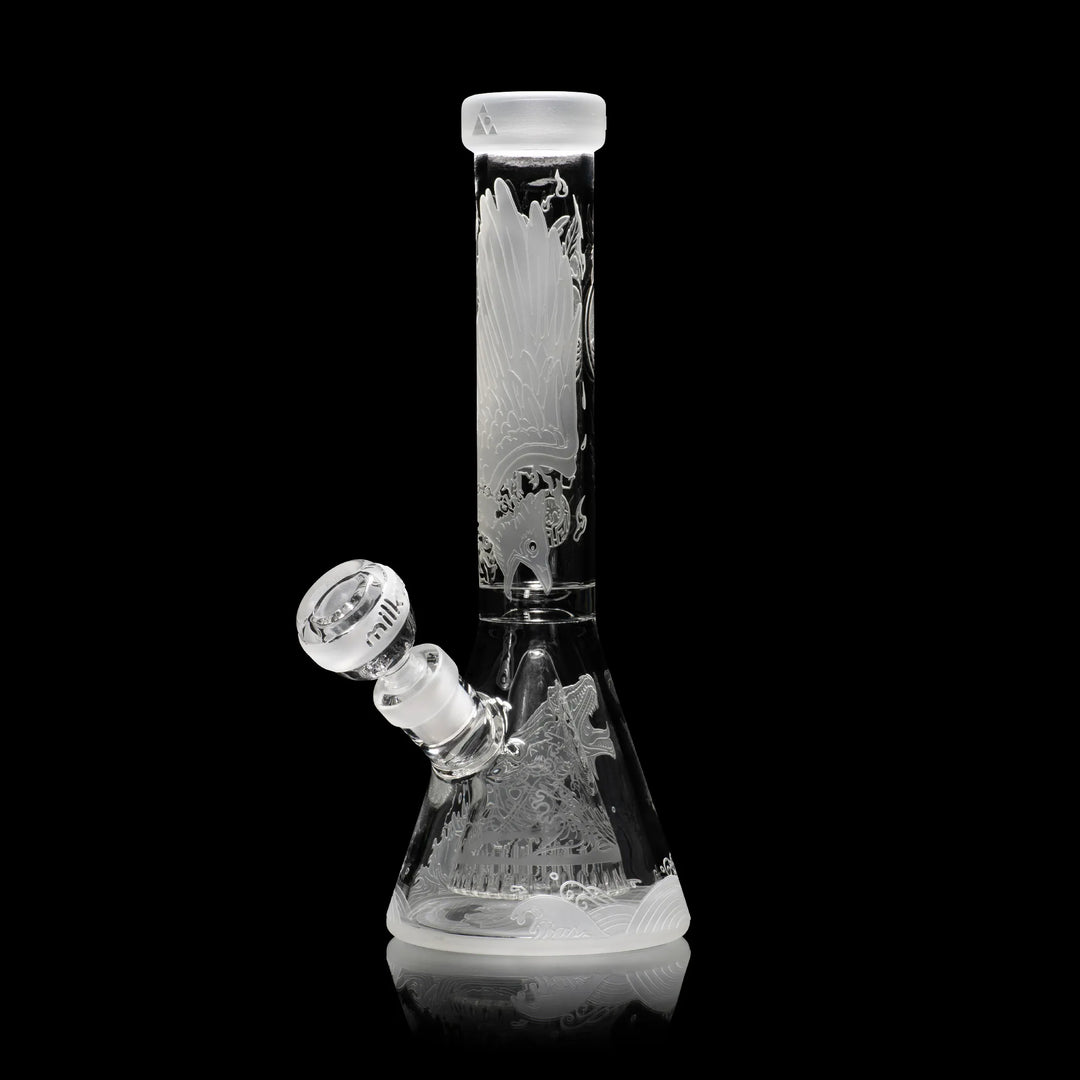 Blood Feud 11" Glass Beaker Bong With Collins Perc Glass Pipe Milkyway   