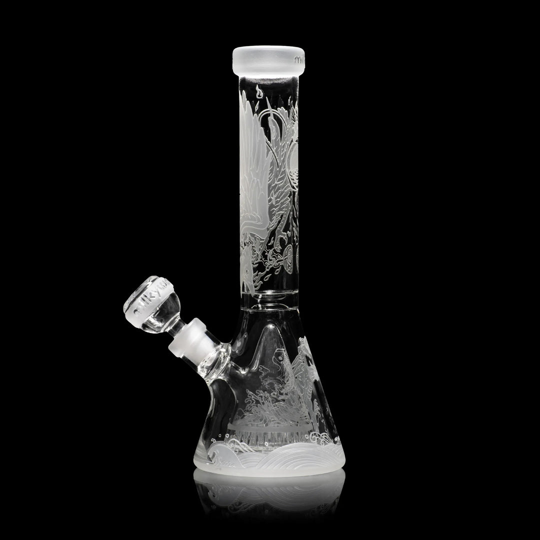 Blood Feud 11" Glass Beaker Bong With Collins Perc Glass Pipe Milkyway   