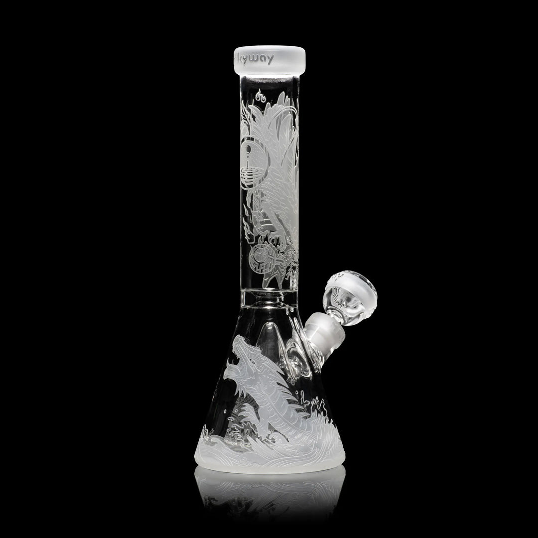 Blood Feud 11" Glass Beaker Bong With Collins Perc Glass Pipe Milkyway Clear  