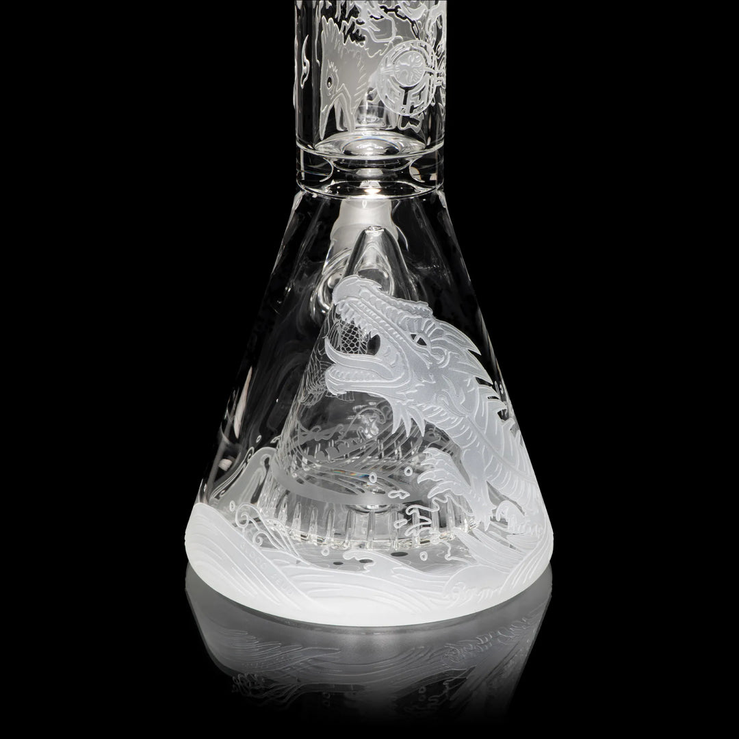 Blood Feud 11" Glass Beaker Bong With Collins Perc Glass Pipe Milkyway   