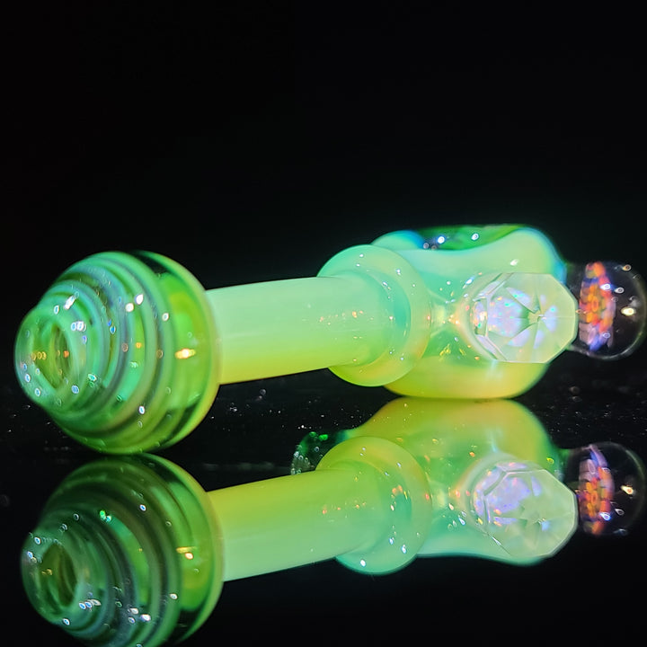 Green Fancy Faceted Murrine Spoon Glass Pipe Sand to Hand   