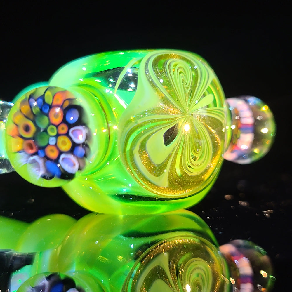 Green Fancy Faceted Murrine Spoon Glass Pipe Sand to Hand   