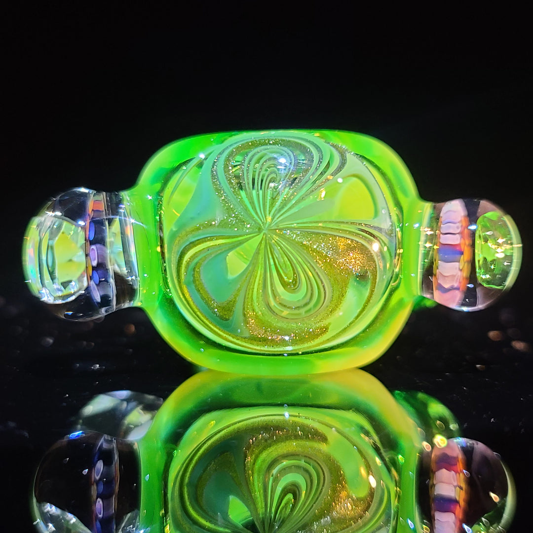 Green Fancy Faceted Murrine Spoon Glass Pipe Sand to Hand   