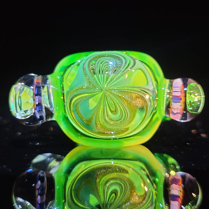 Green Fancy Faceted Murrine Spoon Glass Pipe Sand to Hand   