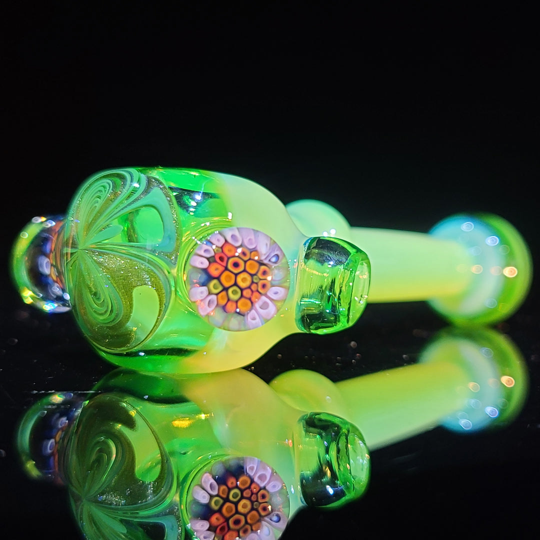 Green Fancy Faceted Murrine Spoon Glass Pipe Sand to Hand   