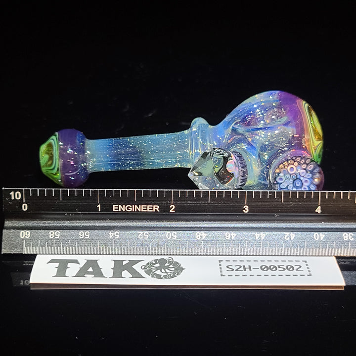 Green and Purple Fancy Faceted Murrine Spoon Glass Pipe TG   
