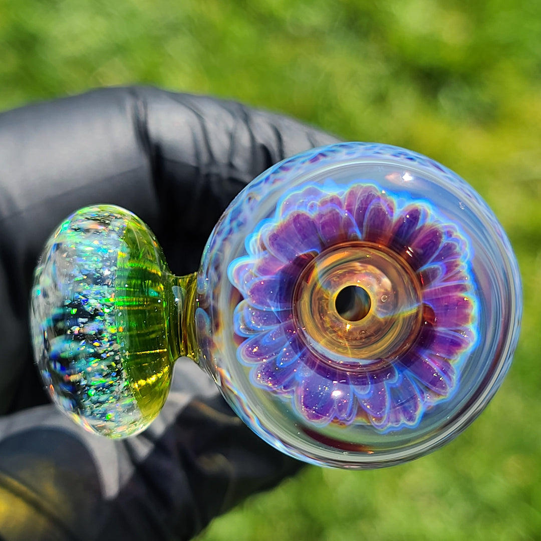 14mm Purple Nebula Pull Slide with UV Marble Accessory Tako Glass   