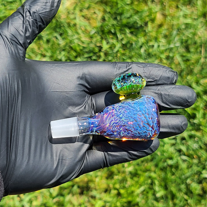 14mm Purple Nebula Pull Slide with UV Marble Accessory Tako Glass   