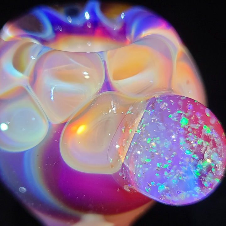 14mm Honeycomb Serendipity Pull Slide with Crushed Opal Marble Accessory Tako Glass   