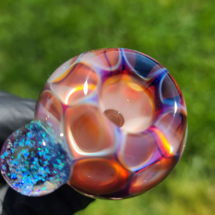 14mm Honeycomb Serendipity Pull Slide with Crushed Opal Marble Accessory Tako Glass   