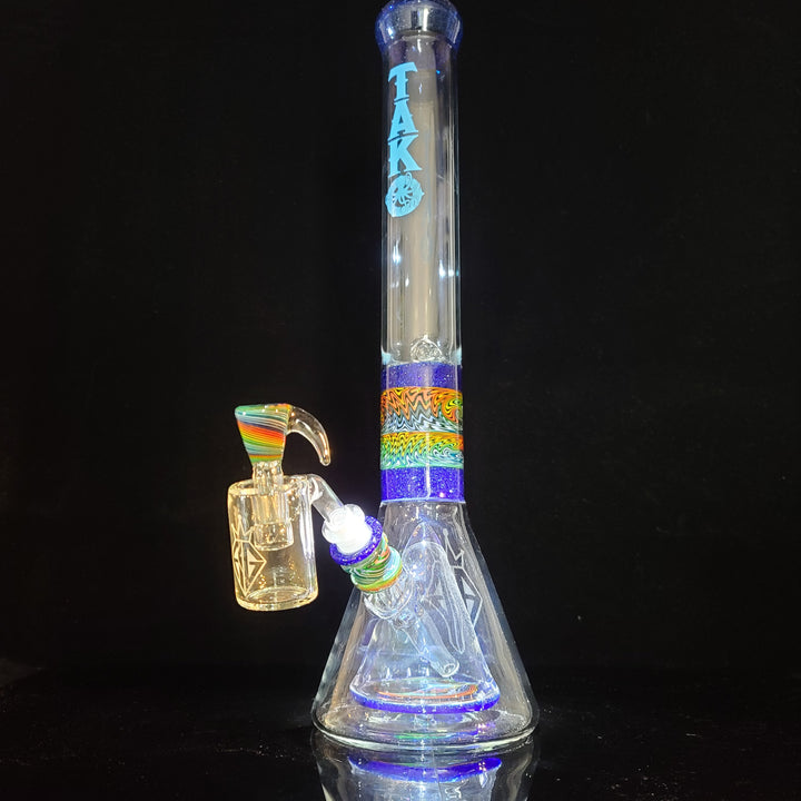 Augy x Tako Collab 18" Linework Collins Perc Beaker Bong Glass Pipe Augy Glass   