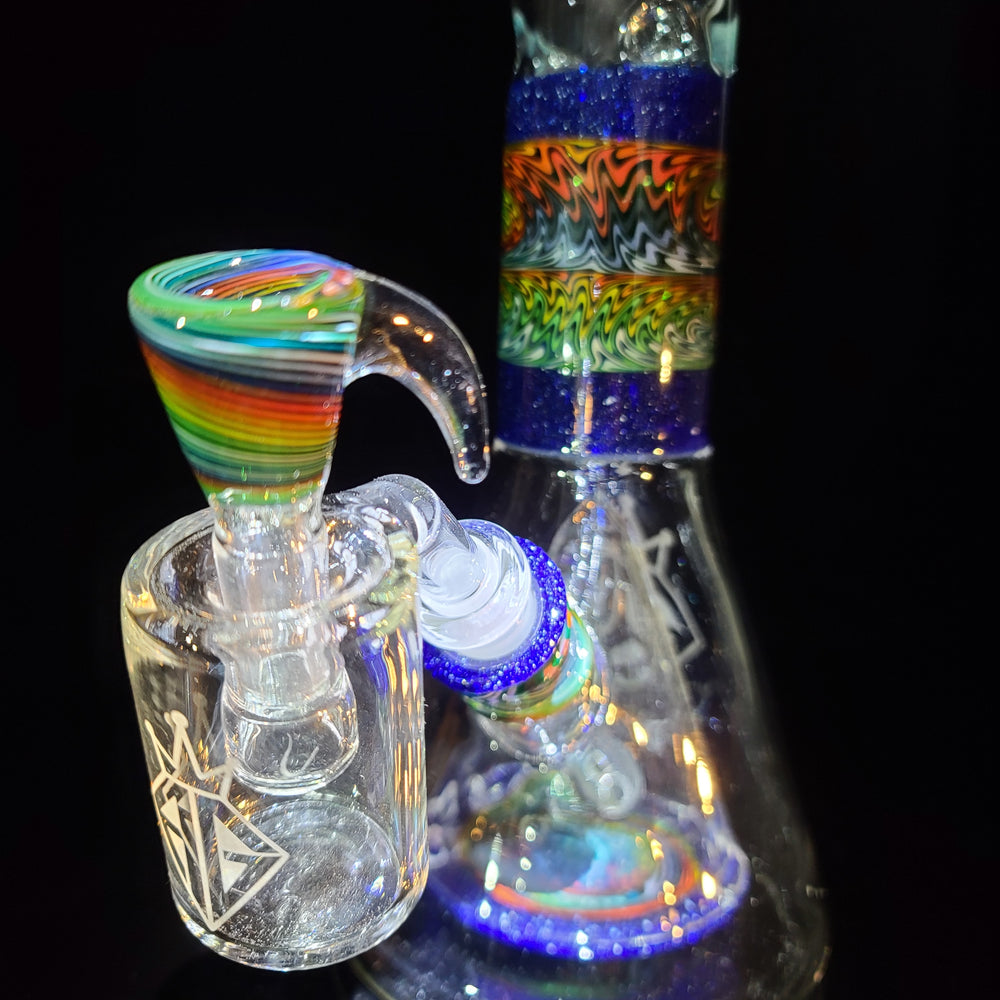 Augy x Tako Collab 18" Linework Collins Perc Beaker Bong Glass Pipe Augy Glass   
