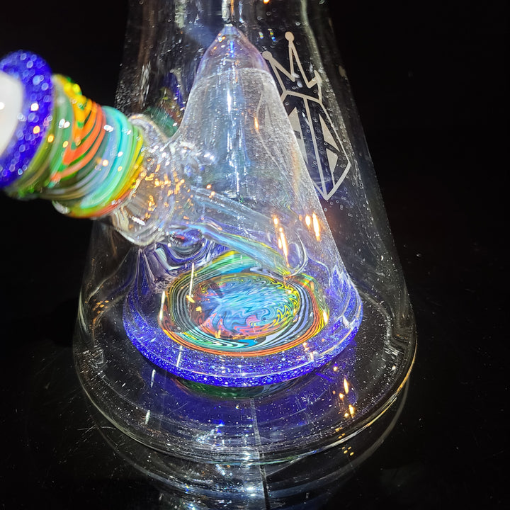 Augy x Tako Collab 18" Linework Collins Perc Beaker Bong Glass Pipe Augy Glass   