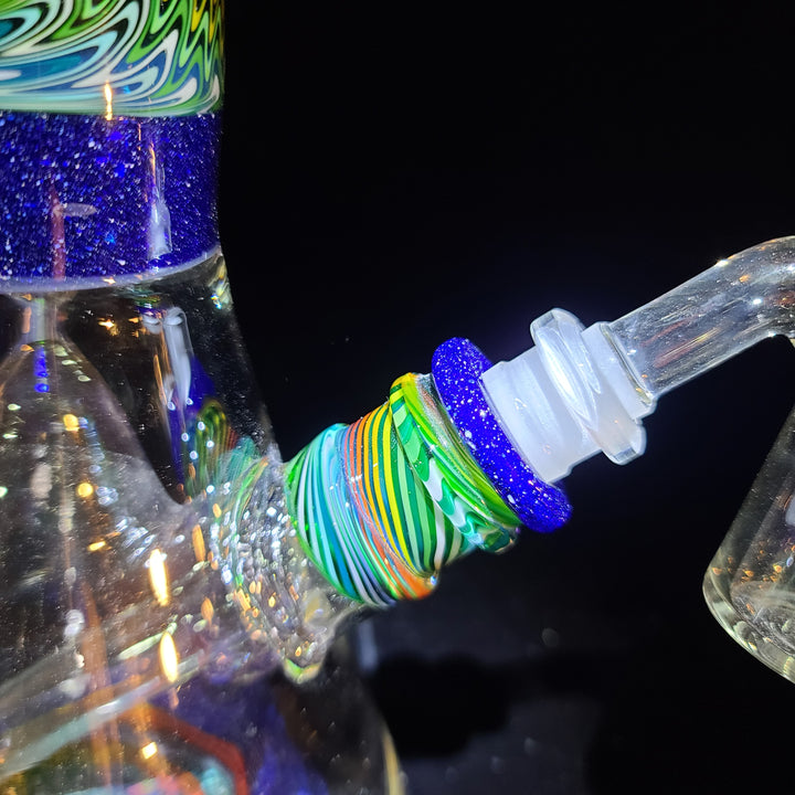 Augy x Tako Collab 18" Linework Collins Perc Beaker Bong Glass Pipe Augy Glass   