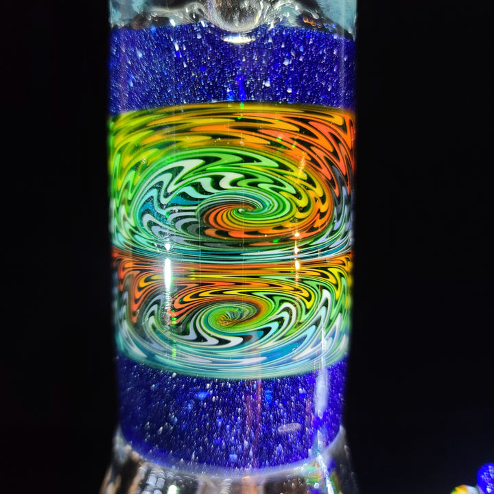 Augy x Tako Collab 18" Linework Collins Perc Beaker Bong Glass Pipe Augy Glass   