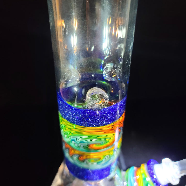 Augy x Tako Collab 18" Linework Collins Perc Beaker Bong Glass Pipe Augy Glass   