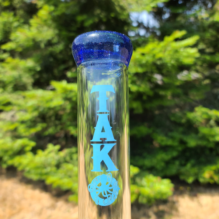 Augy x Tako Collab 18" Linework Collins Perc Beaker Bong Glass Pipe Augy Glass   