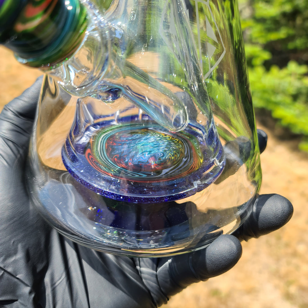 Augy x Tako Collab 18" Linework Collins Perc Beaker Bong Glass Pipe Augy Glass   