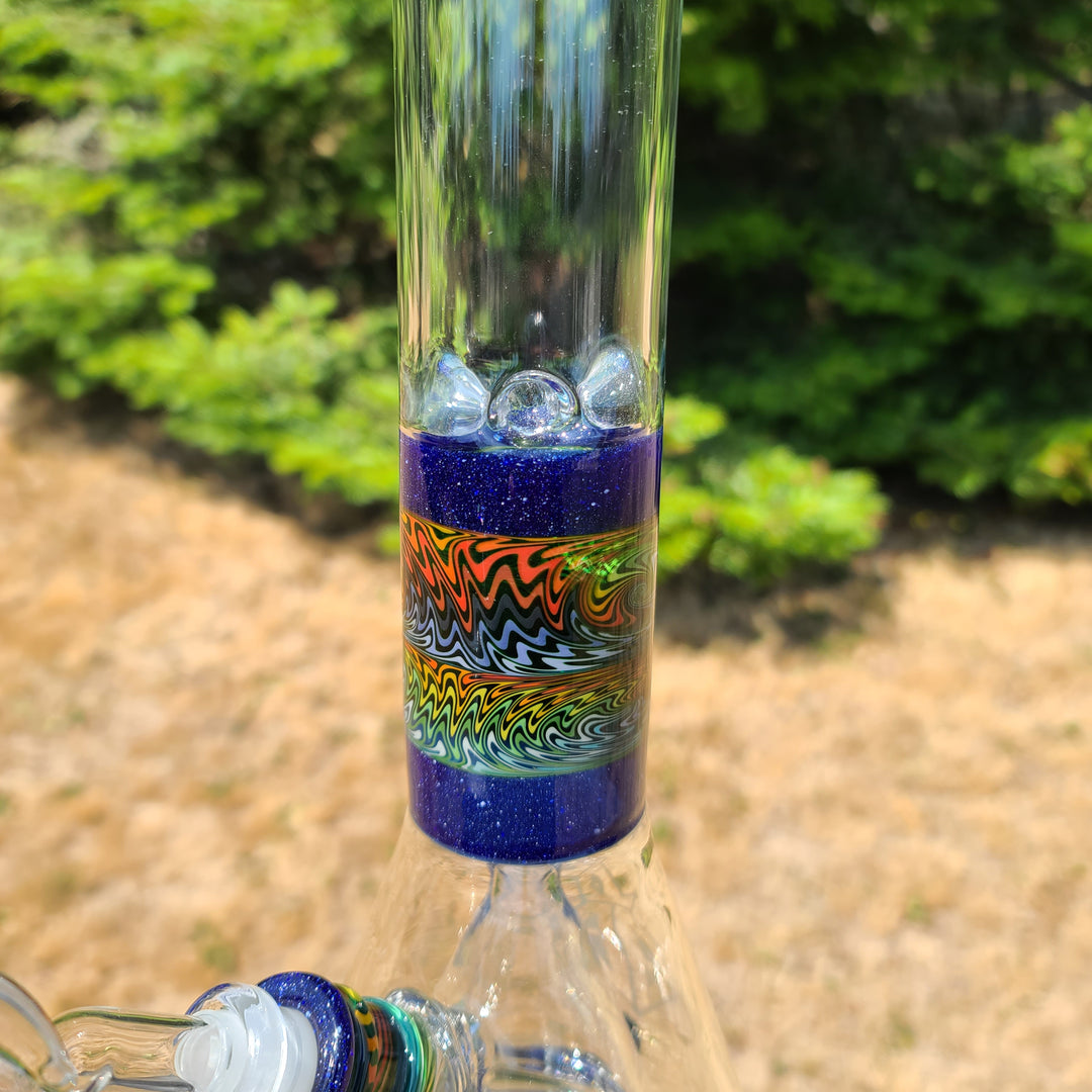 Augy x Tako Collab 18" Linework Collins Perc Beaker Bong Glass Pipe Augy Glass   