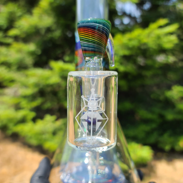 Augy x Tako Collab 18" Linework Collins Perc Beaker Bong Glass Pipe Augy Glass   