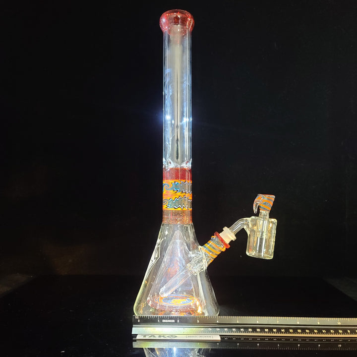 Augy 18" Linework Collins Perc 44 mm Beaker Bong Glass Pipe Augy Glass   