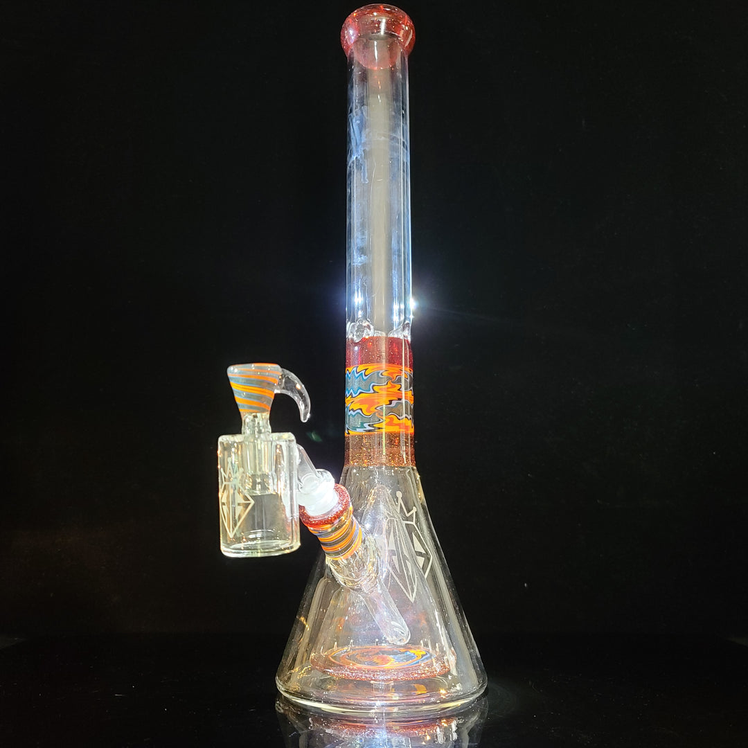 Augy 18" Linework Collins Perc 44 mm Beaker Bong Glass Pipe Augy Glass   