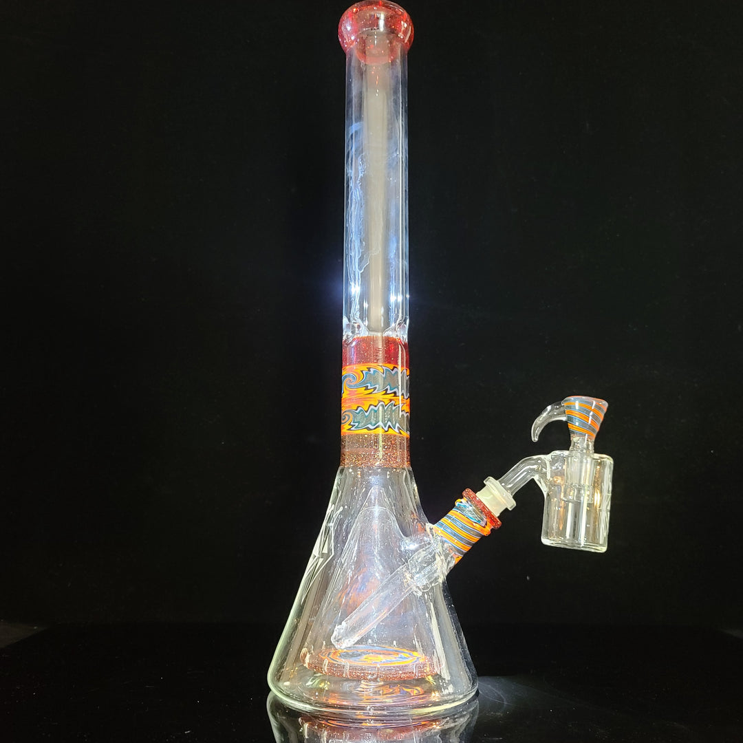 Augy 18" Linework Collins Perc 44 mm Beaker Bong Glass Pipe Augy Glass   