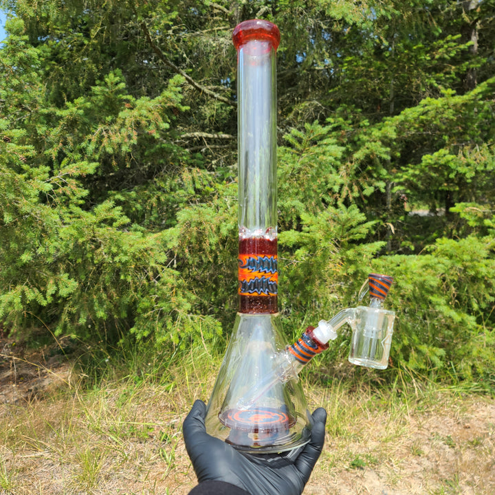 Augy 18" Linework Collins Perc 44 mm Beaker Bong Glass Pipe Augy Glass   