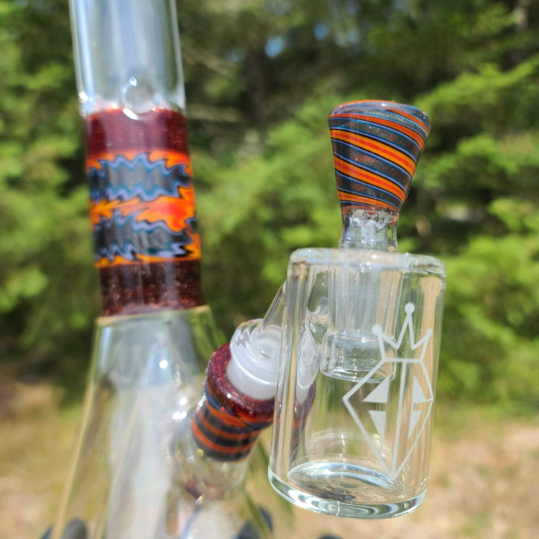 Augy 18" Linework Collins Perc 44 mm Beaker Bong Glass Pipe Augy Glass   